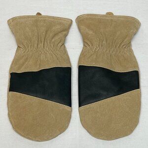 Goodfellow Men's Pigskin Suede Leather Knit Lined Touch Mittens Tan Black NWOT